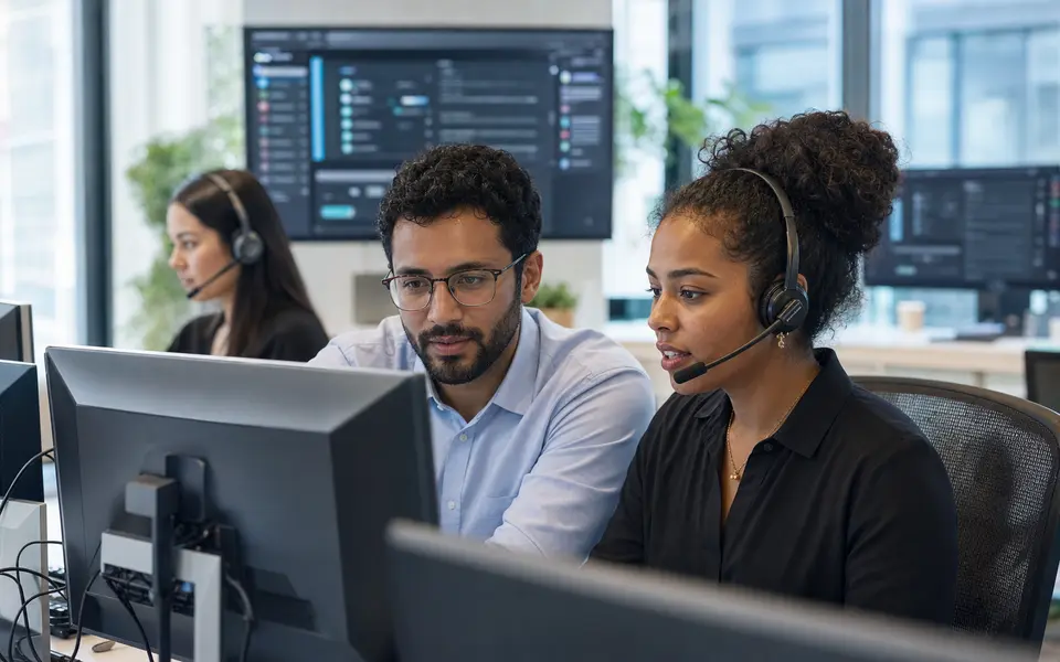 Customer conversation specialists coordinating live message queues