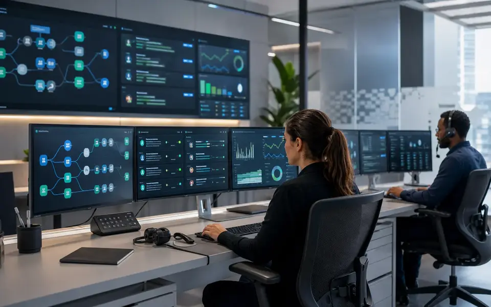 AI operations workspace with workflow monitoring