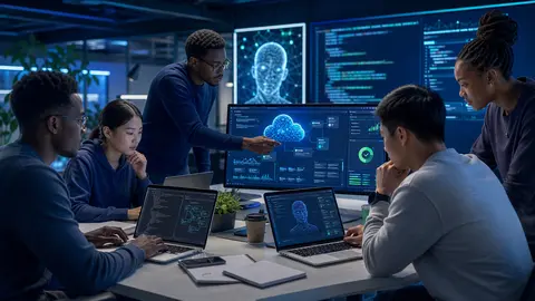 Diverse learners building and deploying a full-stack AI product in a software lab.