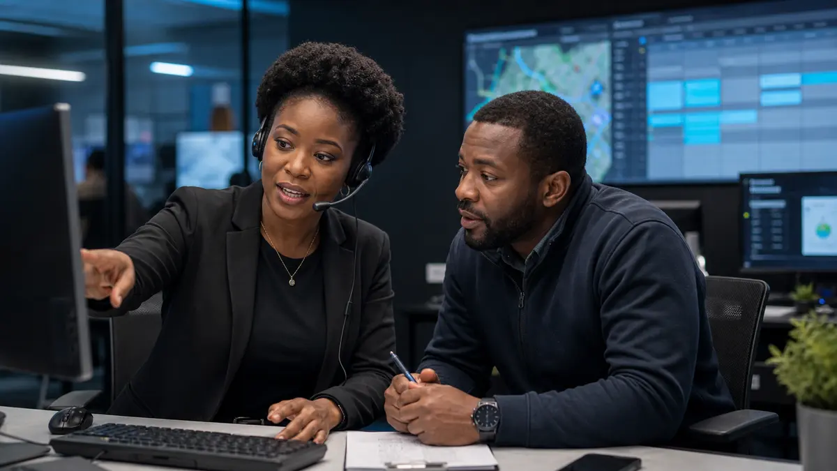 African customer coordinator and field service planner converting an inquiry into a booked appointment